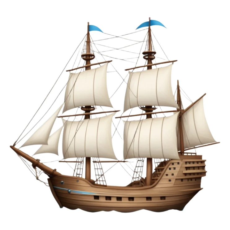 A large ship sailing on the sea with tall masts sticker