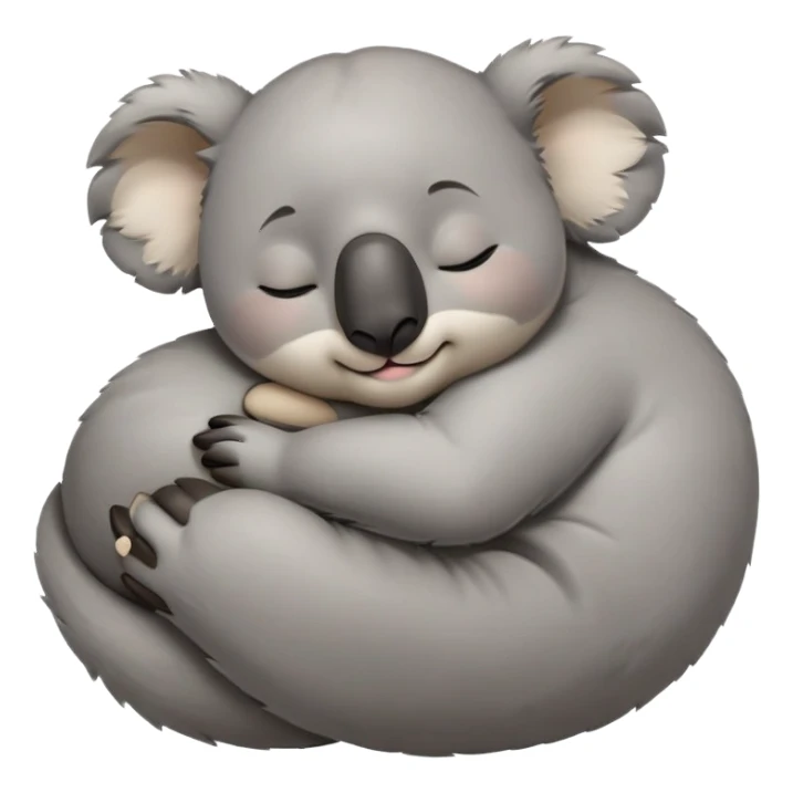 meme-worthy-cute-sleeping-koala-portrait-emoji,-head-resting-peacefully-with-a-contented-smile,-showcasing-a-cuddly-build-and-a-luxuriously-soft-grey-fur,-eyes-closed-in-a-serene,-restful-snooze,-simplified-yet-hilariously-adorable-features,-sleeping cute sticker