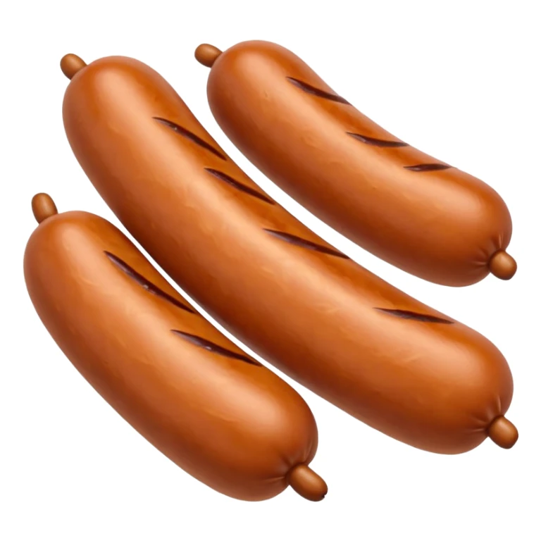 Three sausages linked together in the ends.
Apple emoji style sticker