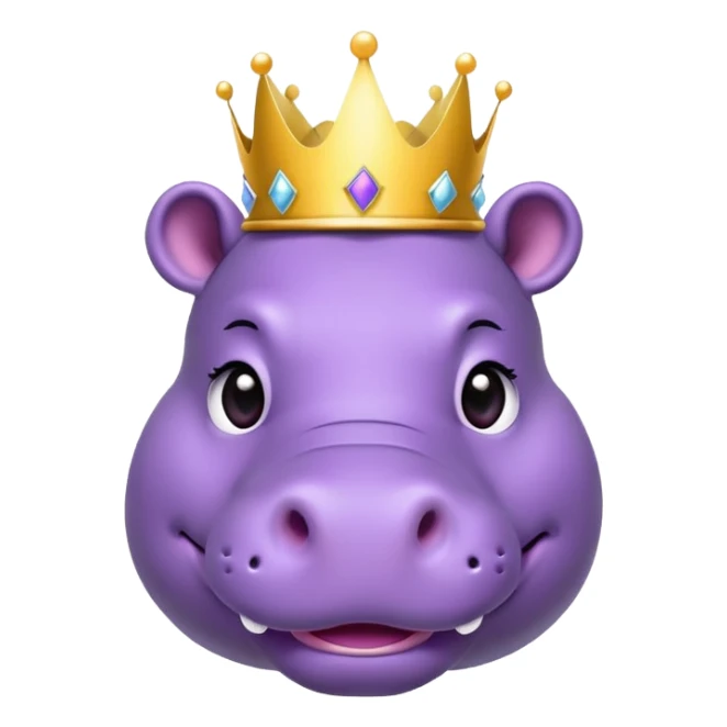 A purple hippo head with a crown and nice smile sticker