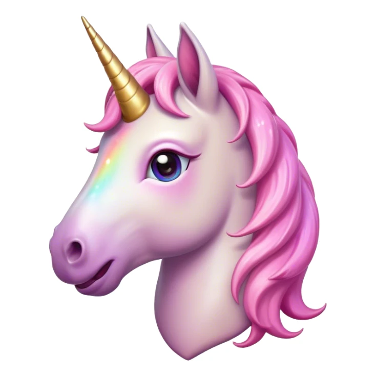 Cinematic Comical Unicorn Pony Portrait Emoji, Head tilted dramatically with an exaggeratedly amused expression, featuring a compact, magically adorned form with a sparkling tiny horn, wide, comically expressive eyes full of playful disbelief, and a subtly animated mane, Simplified yet hilariously expressive features, highly detailed, glowing with a slightly sassy pastel glow, high shine, dramatic yet playful, stylized with an air of cheeky magical mischief, soft glowing outline, capturing the essence of a meme-worthy unicorn pony that looks ready to trot its way into viral fame! sticker