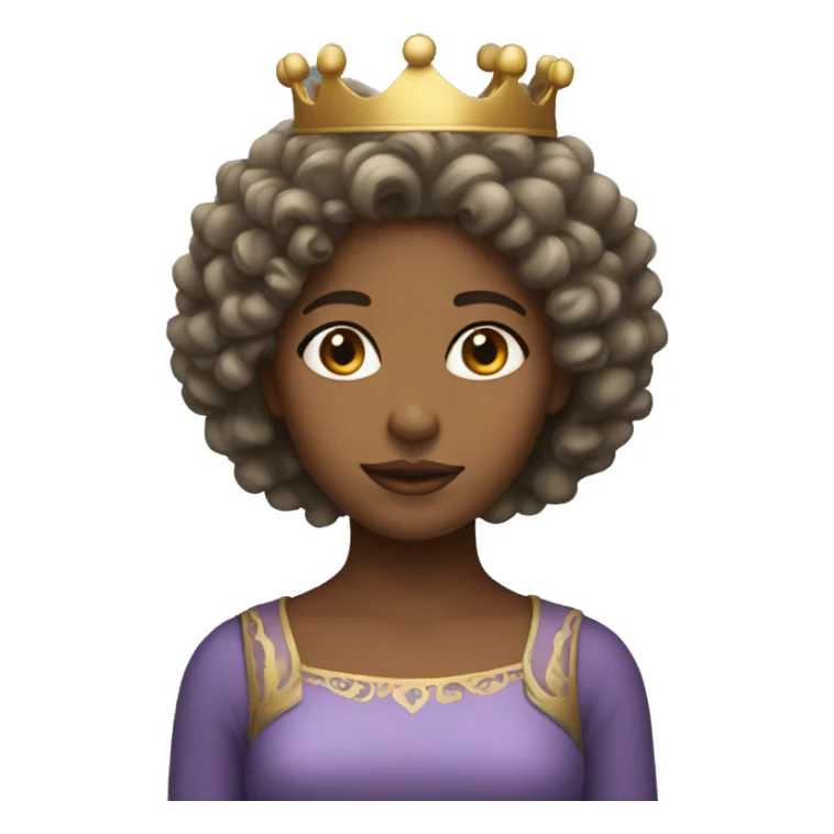 girl with curly hair wearing a crown sticker