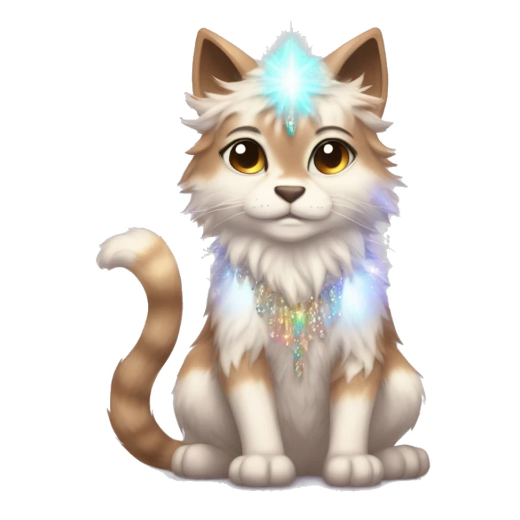 Furry, sparkle, iridescent, colorful, pastel, edgy, cool, fantasy beautiful, brown, beige, white, divine, godly, angelic, animal, anthro, full body, fursona, feline sticker