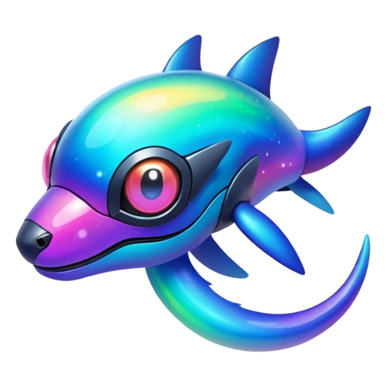  Shiny sparkly transparent bioluminescent luminescent vibrant bright pastel dark exotic iridescent colorful nebula rainbow gradients cyber-Protogen-Fakémon-Pokémon-Vernid-creature sticker