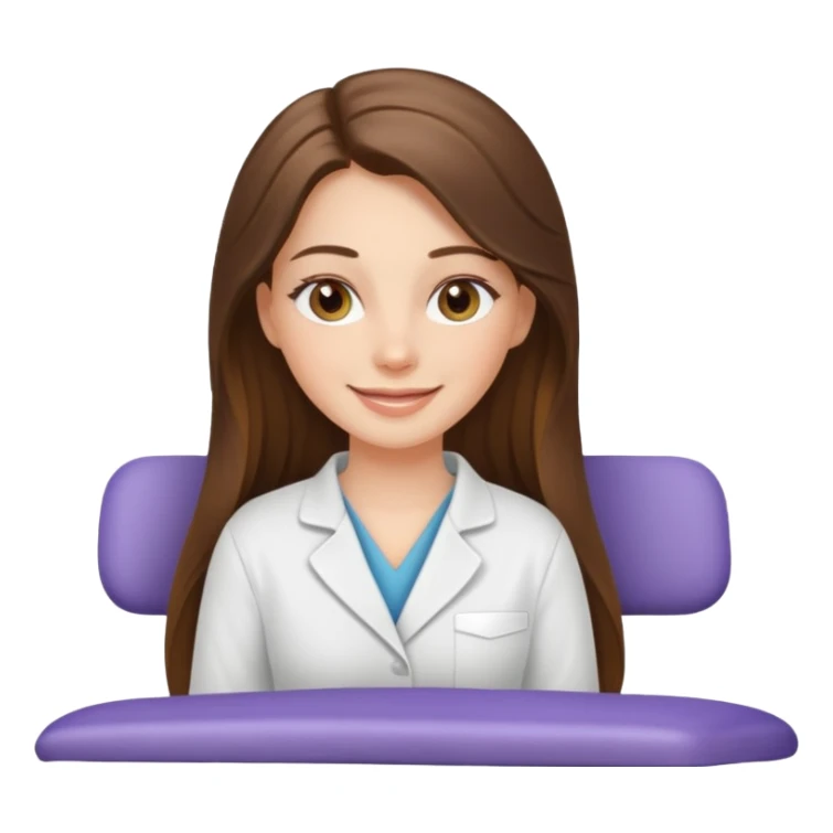 smiling white long brunette hair girl with hazel eyes on massage table sticker