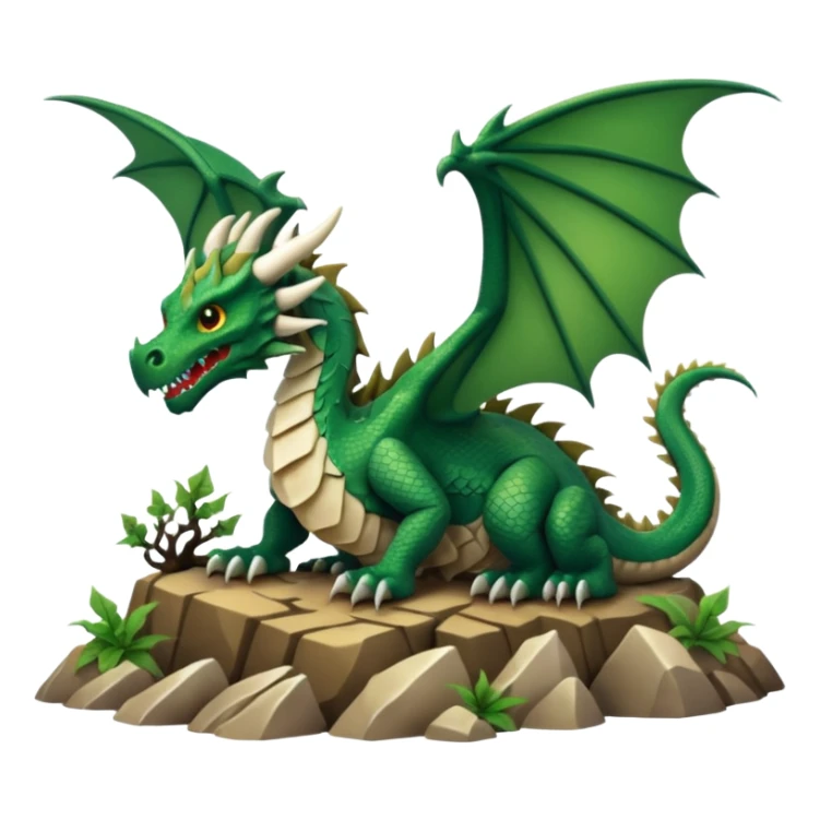 A giant dragon sitting on a mountain looking at the other dragon that is cover in bones sticker