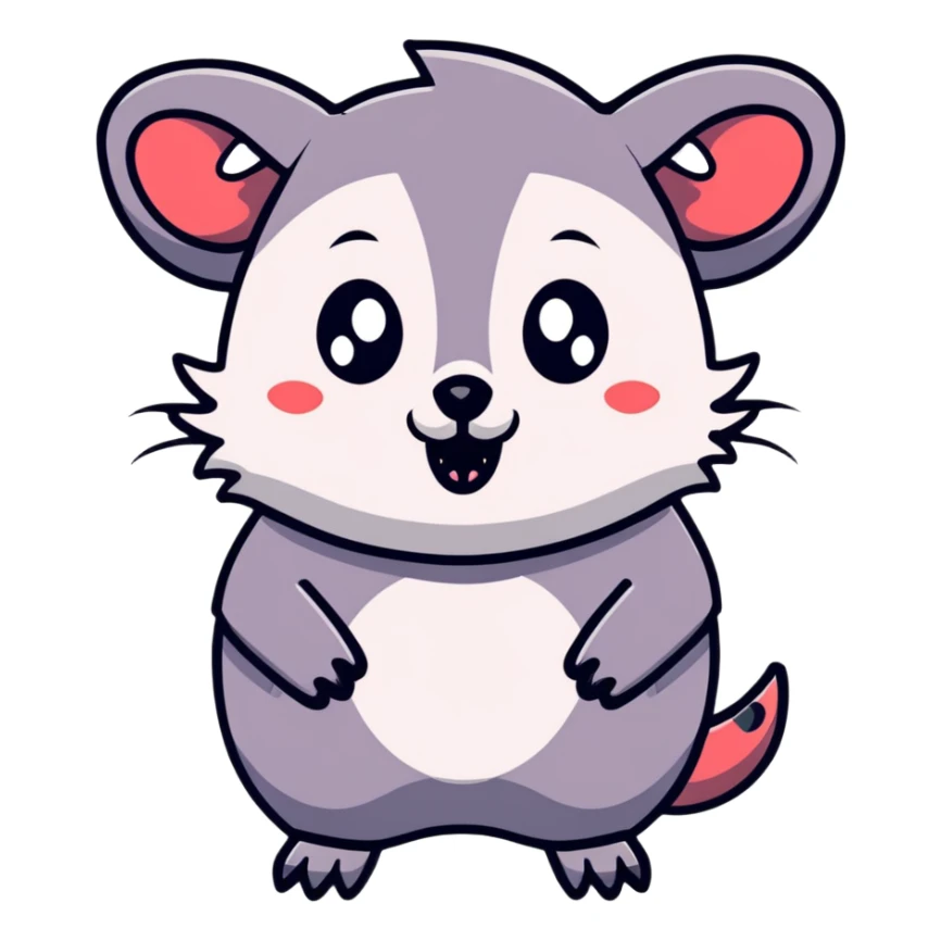 goth possum with dark colors, piercings, black lipstick sticker