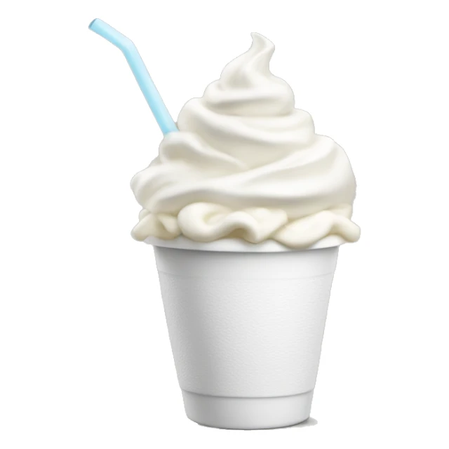 white based whipped cream cup with straw at the side of the cu sticker