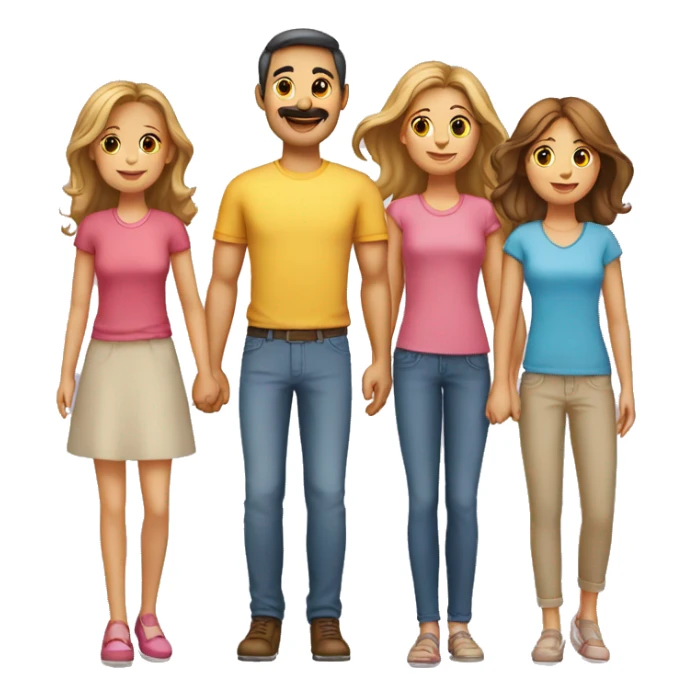 Famille de 5 personnes avec 3filles sticker