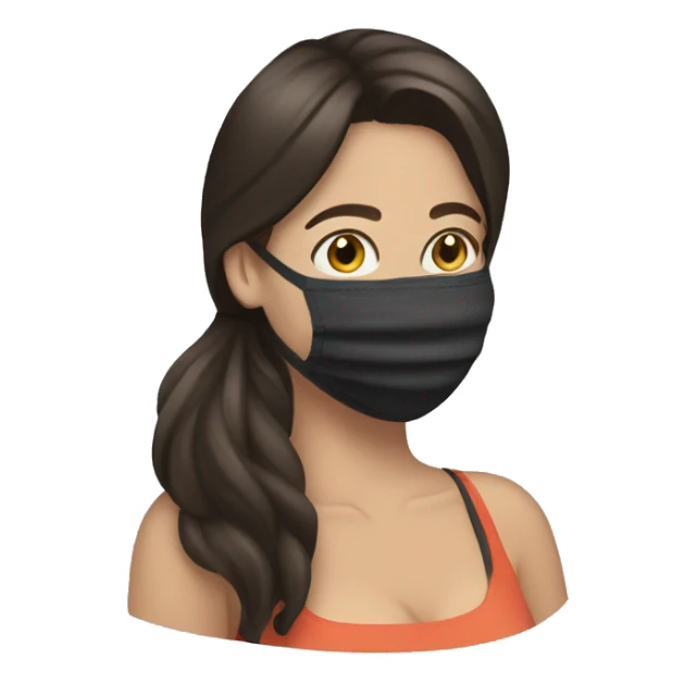 brunette woman putting on a face mask sticker