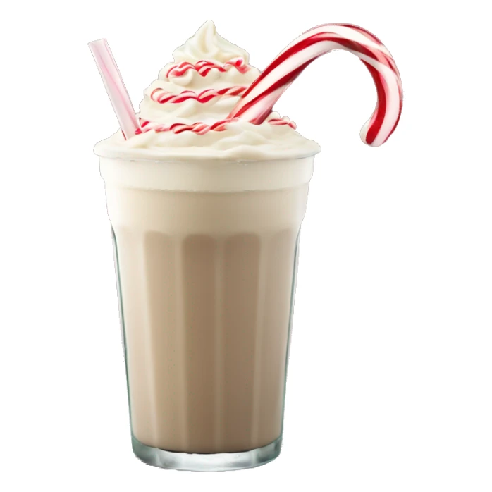 Iced white chocolate peppermint mocha in a festive glass with a candy cane straw sticker