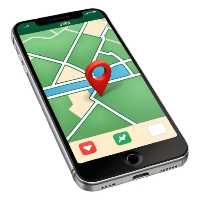 dark green geotag pointing to map on dark green iphone display sticker