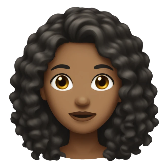 Head, woman dark tan skin with long black curly hair sticker