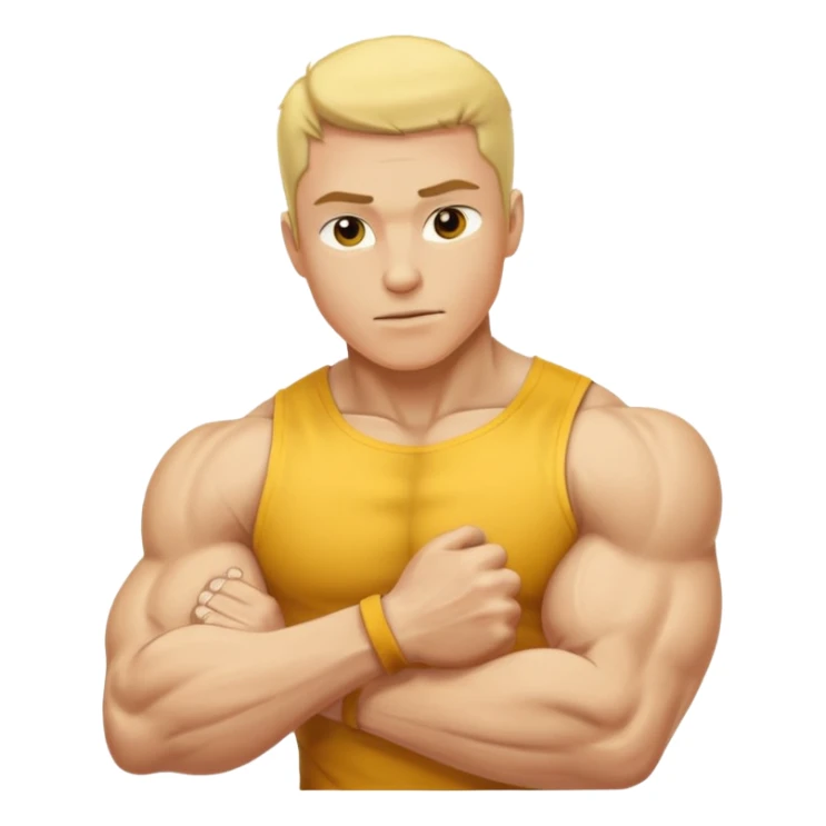 Homem amarelo mostrando o tríceps do braço sticker