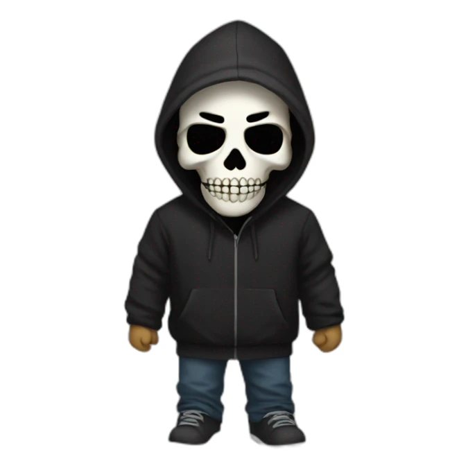 Man wear skeleton mask an black hoodi sticker