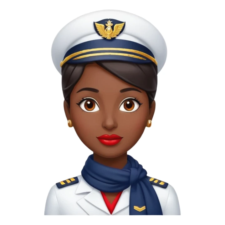 indian flight attendant with navy scarf red lips sticker