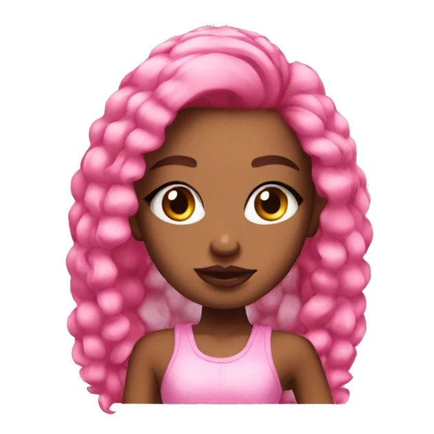 an baddie with pink hair look pretty look like a bratz sticker