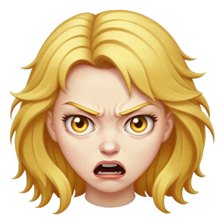 angry woman with weird golden hair sticker