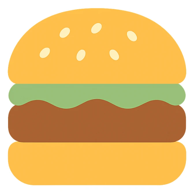 burger icon, flat color icon style, minimal details sticker