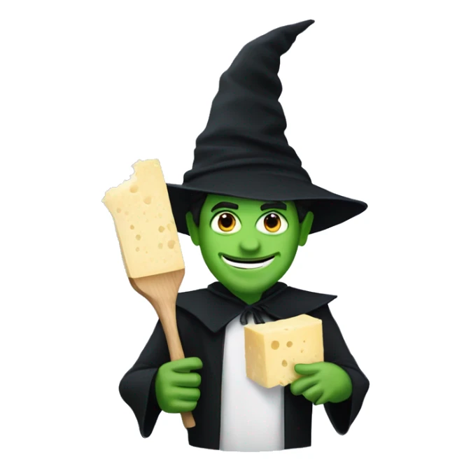 man dressed as elphaba with parmesan cheese in his hand  sticker