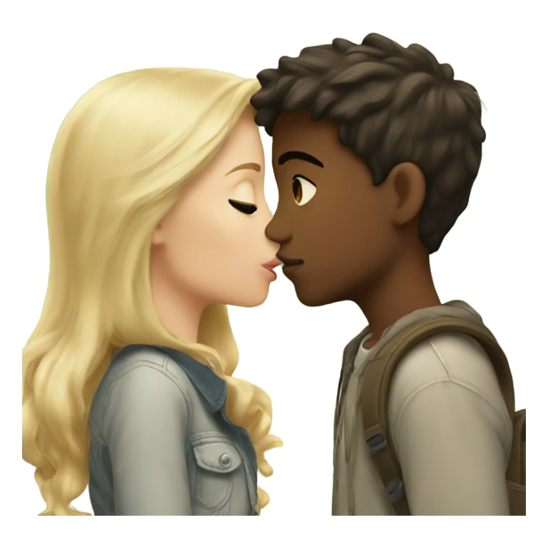 blonde girl kissing brunette boy outdoors sticker