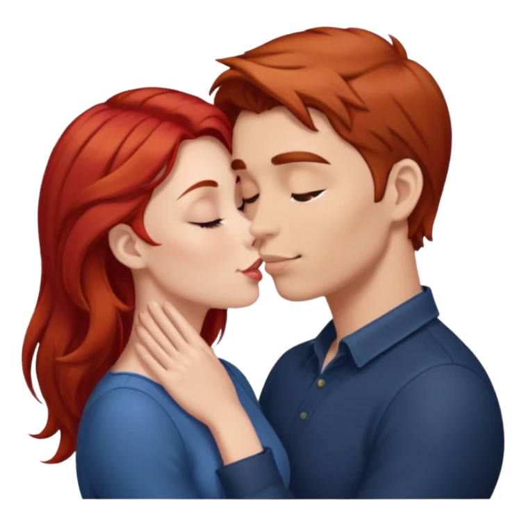 kissy face between brown hair man and redhead woman sticker