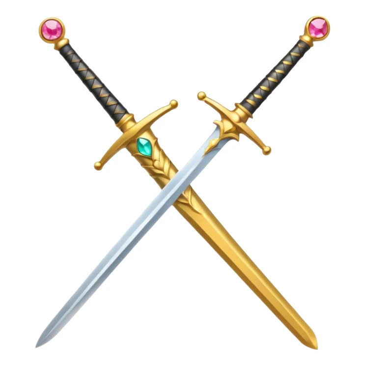 emoji style, sword with a colored gem in the hilt, minimal, clean sticker