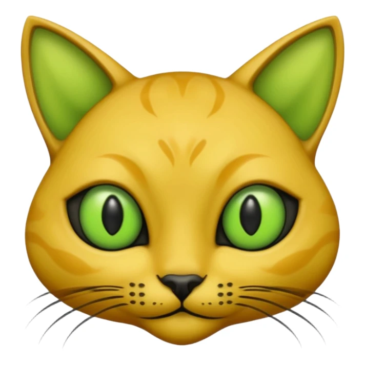 furless dark yellow alien cat face with green ailen eyes sticker
