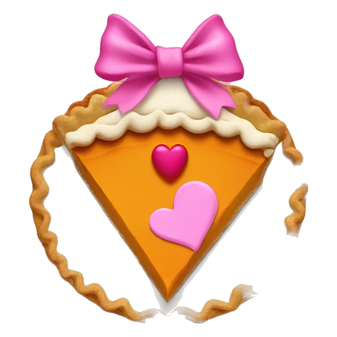 pumpkin pie with pink bow and pink heart sticker