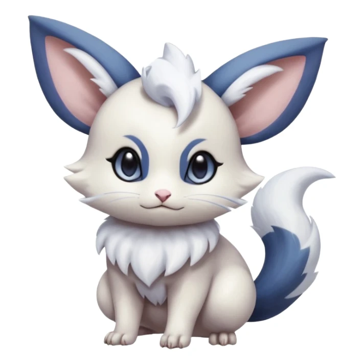 White soft natural realistic romantic vintage antique divine beautiful elegant pretty precious cute young youthful  Fakémon-Pokémon-Minccino-Meowstic-Absol-Furret-hybrid-creature sticker