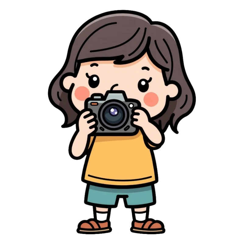 child taking a photo sticker