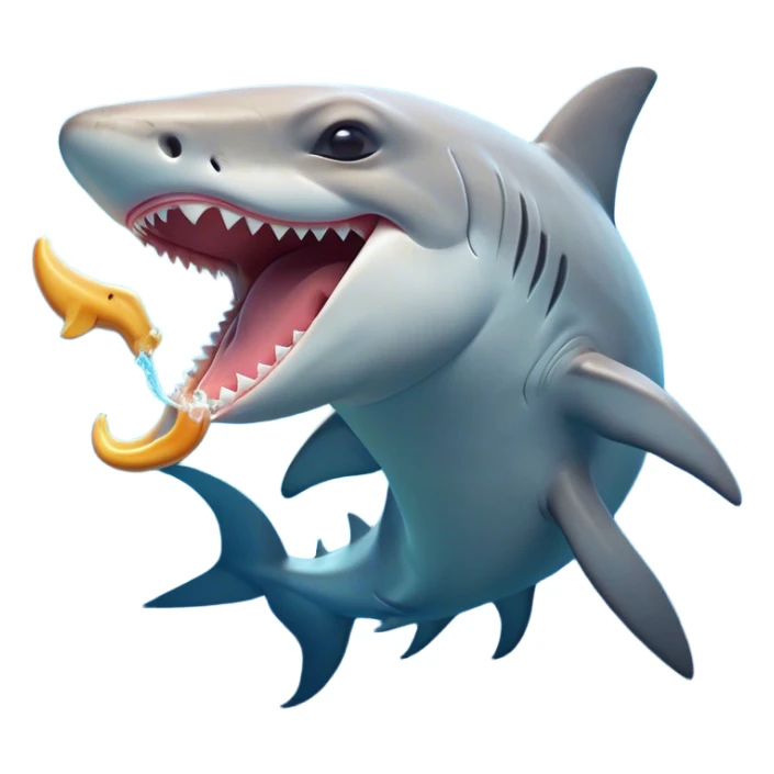 Cinematic Cute Yawning Hammerhead Shark Portrait Emoji, Head tilted slightly with a dramatic, wide-open yawn, showcasing its unique hammer-shaped head with relaxed, drooping fins and sleepy, half-closed eyes, Simplified yet irresistibly adorable features, highly detailed, glowing with a soft, cozy oceanic glow, high shine, relaxed yet expressive, stylized with a hint of whimsical aquatic ease, soft glowing outline, capturing the essence of a drowsy yet affectionate hammerhead that appears ready to stretch and yawn its way out of the screen! sticker