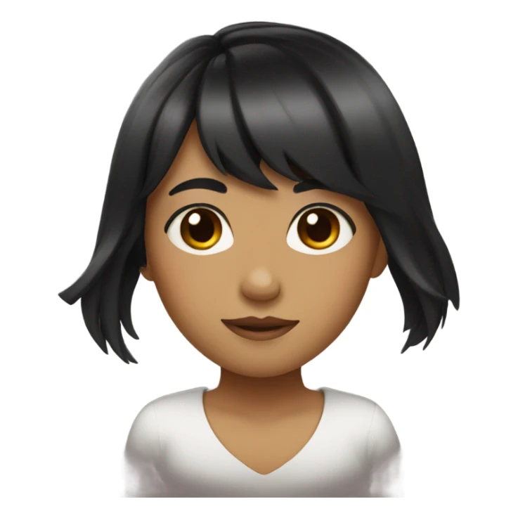 Girl with black hair,bangs and brown eyes sticker