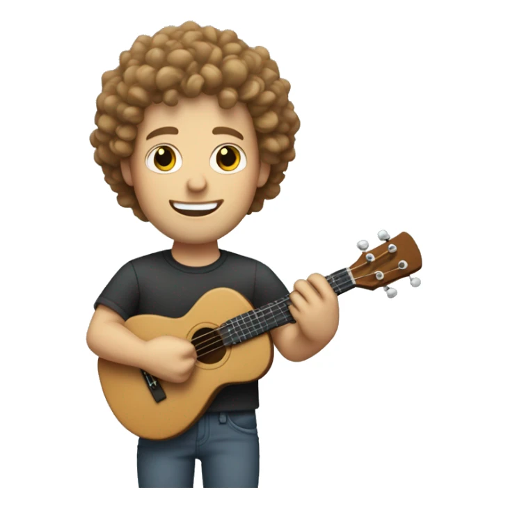 white man with curly hair and ukulele sticker