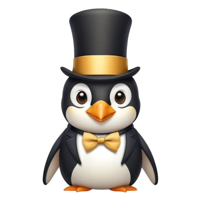 Penguin dancing with a top hat and elegant suit sticker