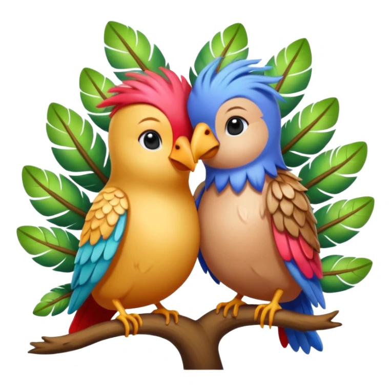 2 Birds heads on human bodies hugging in tree sticker