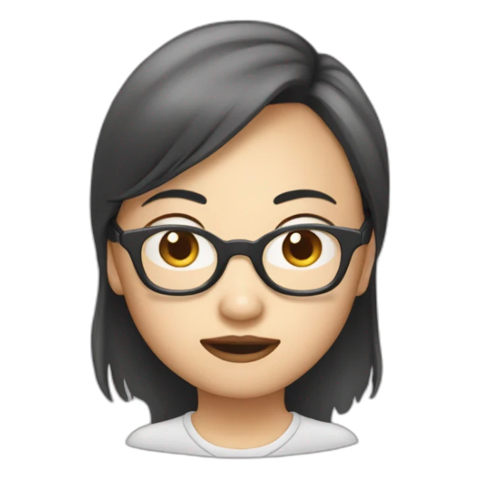 Asian girl with glasses hates cheese sticker