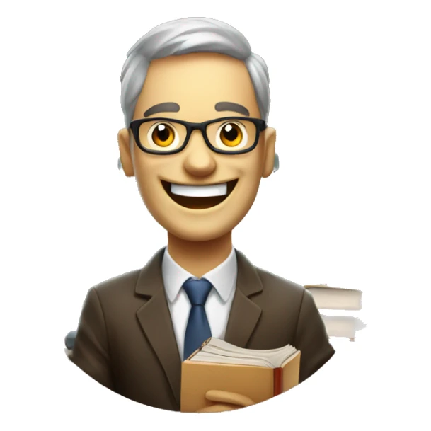 happy creepy entrepreneur face with book sticker