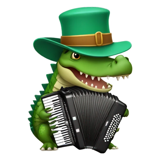 A crocodile in a hat plays the accordion sticker