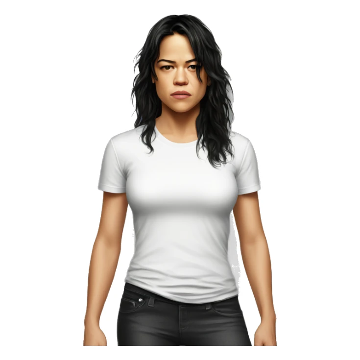 michelle rodriguez serious wearing tee sticker