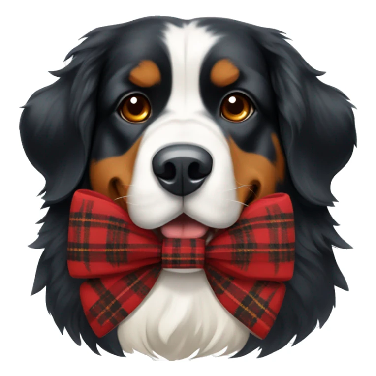 Bernese mountain dog with red plaid bow sticker
