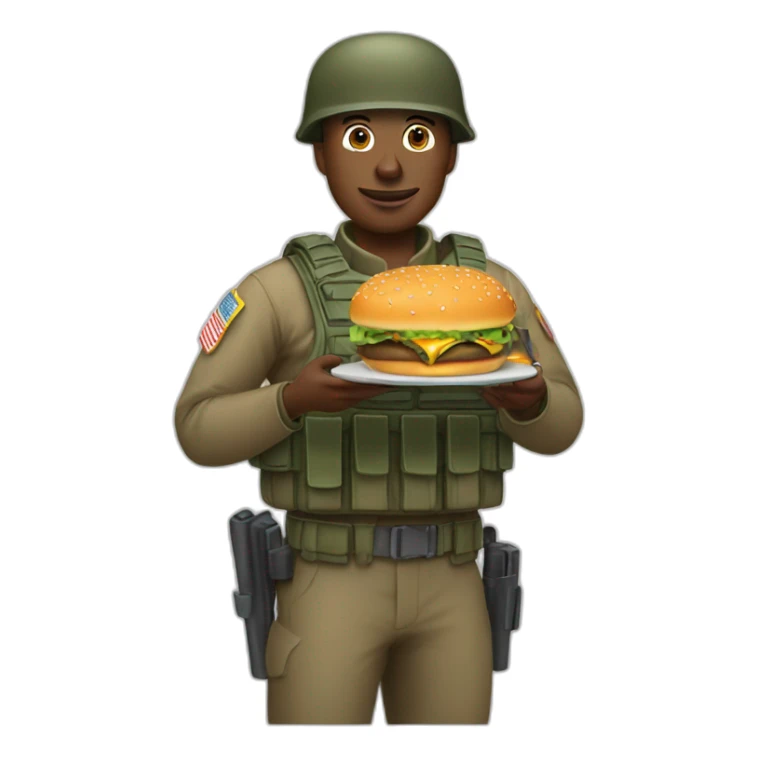 Soldat américain qui mange un burger sticker