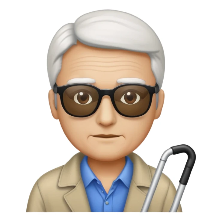 blind man with white cane and dark glasses sticker