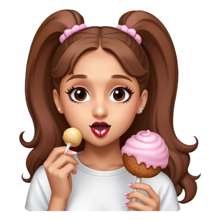 Ariana Grande eating a cake pop sticker
