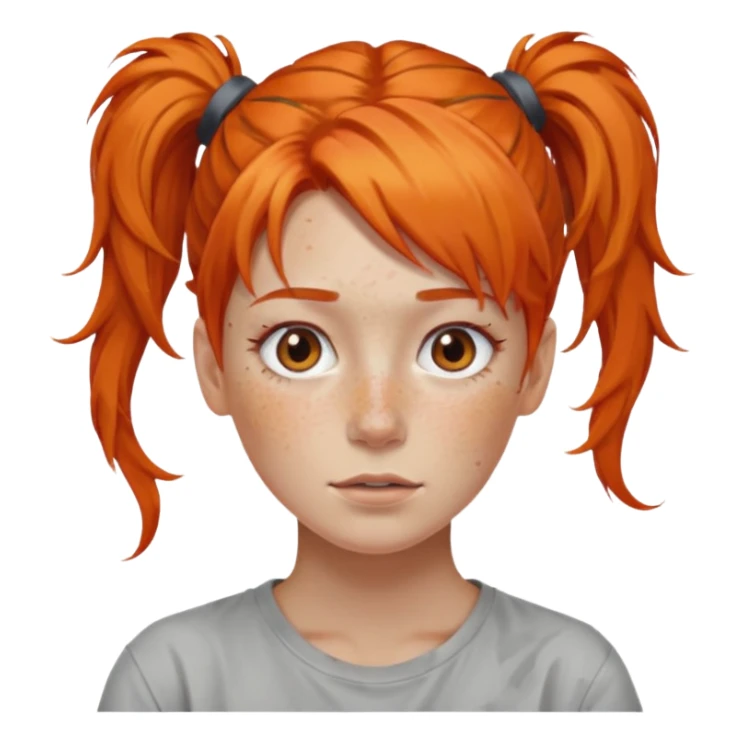 Artist with messy ponytail orange hair sticker