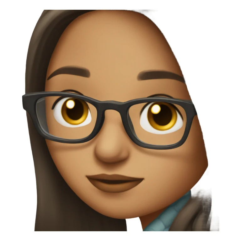 Brunette girl with glasses, kiss sticker