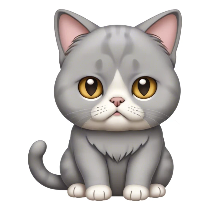A sad-looking Scottish Fold cat with droopy ears, sighing dramatically, one paw raised, cartoon style, transparent background. sticker