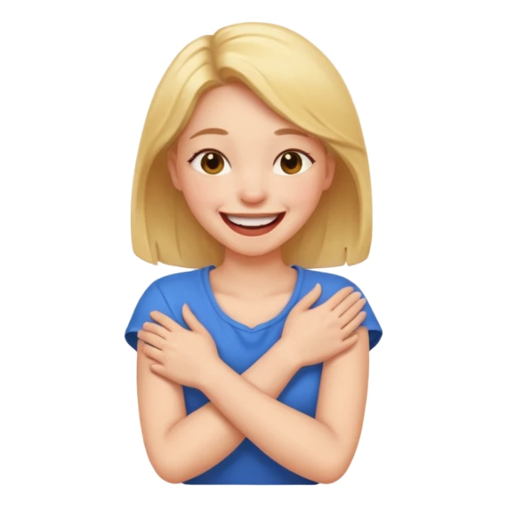 Arms crossed holding neck laughing girl  sticker