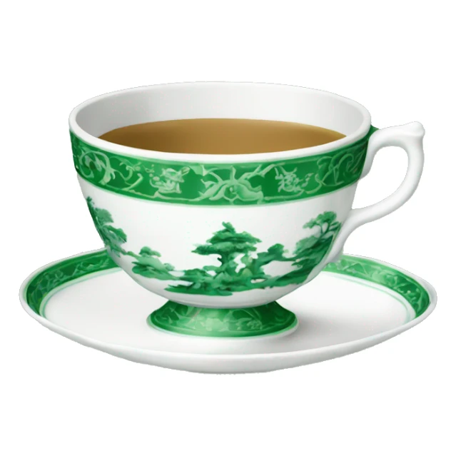 Green and white chinoiserie teacup sticker