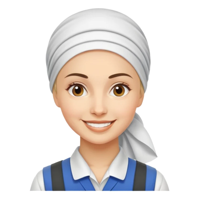 Russian woman factory worker with headscarf and work uniform smiling sticker